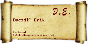 Daczó Erik névjegykártya
